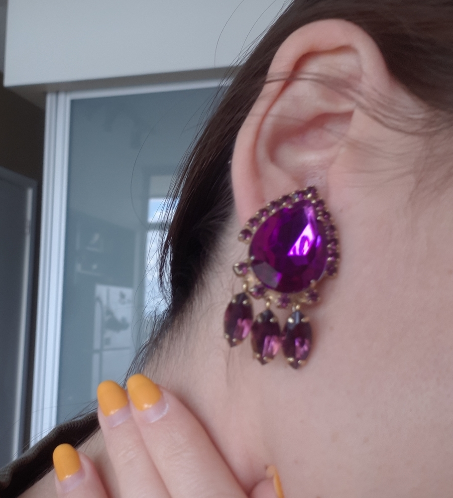 Vintage purple costume clip ons